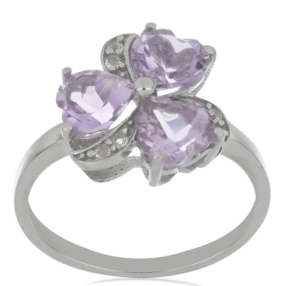 Silberring mit Rose De France Amethyst und weißem Topas 3 