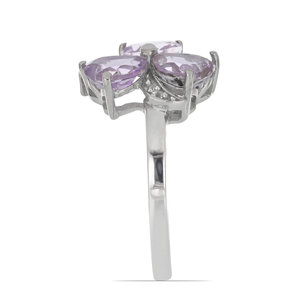 Silberring mit Rose De France Amethyst und weißem Topas