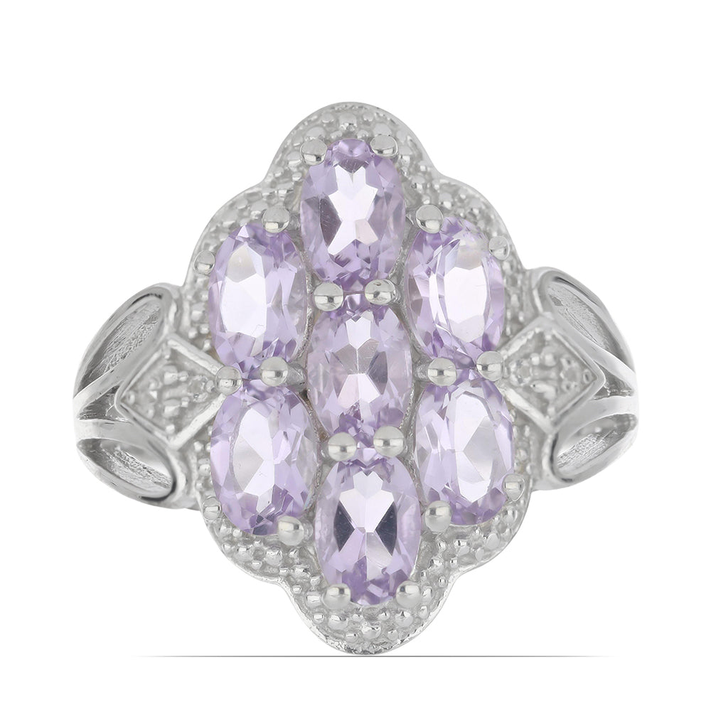Silberring mit Rose De France Amethyst und weißem Topas 1 