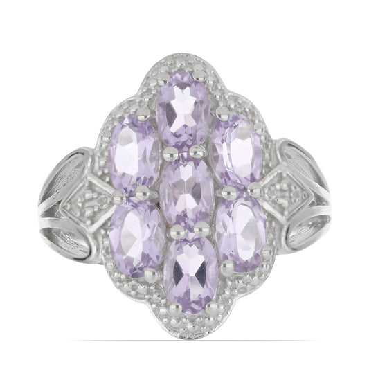 Silberring mit Rose De France Amethyst und weißem Topas