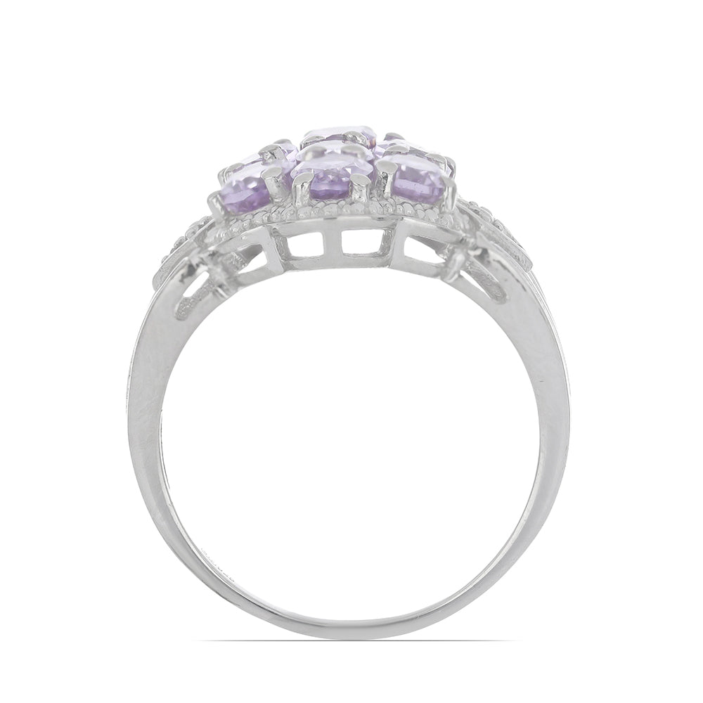 Silberring mit Rose De France Amethyst und weißem Topas 2 