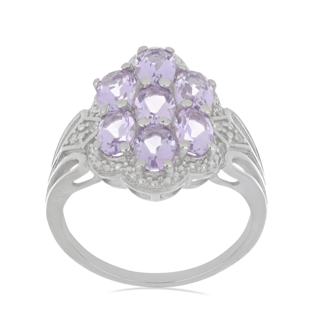 Silberring mit Rose De France Amethyst und weißem Topas 3 