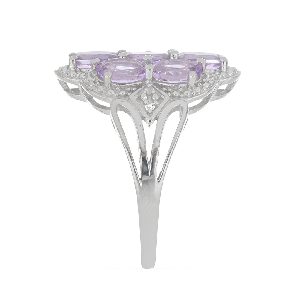 Silberring mit Rose De France Amethyst und weißem Topas