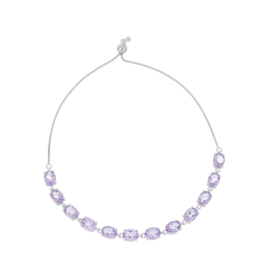 Silberarmband mit Rose De France Amethyst