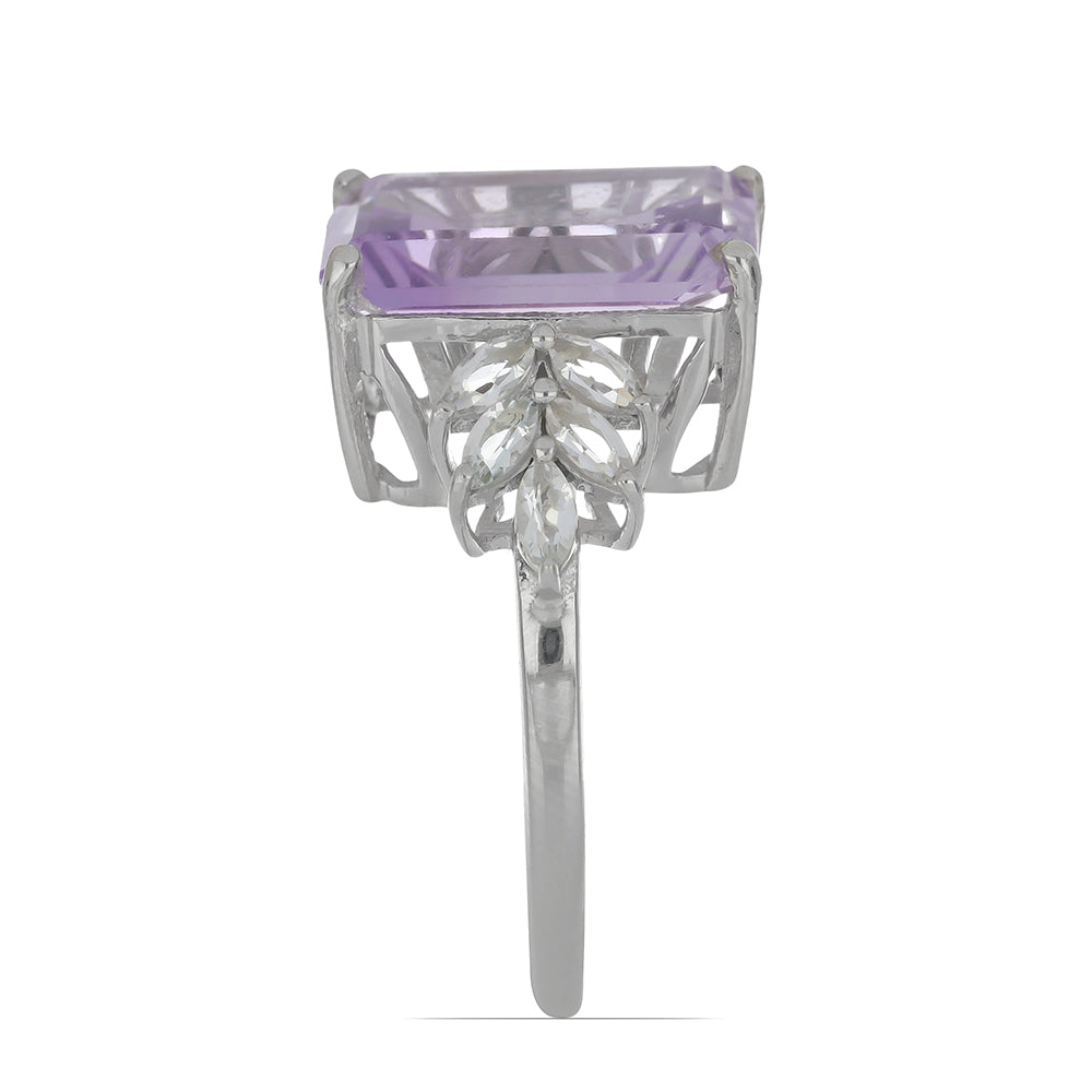 Silberring mit Rose De France Amethyst und weißem Topas 4 