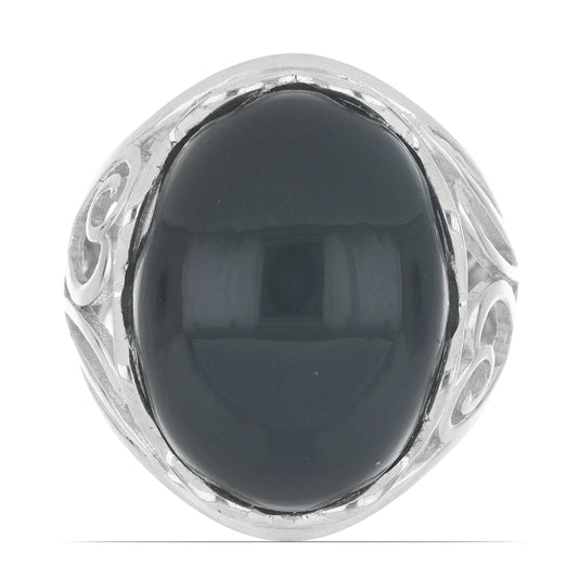 Silberring mit schwarzem Onyx aus Suwar