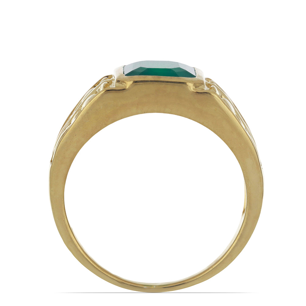 Goldplattierter Silberring mit grünem Achat 2 