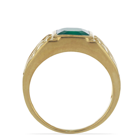 Goldplattierter Silberring mit grünem Achat