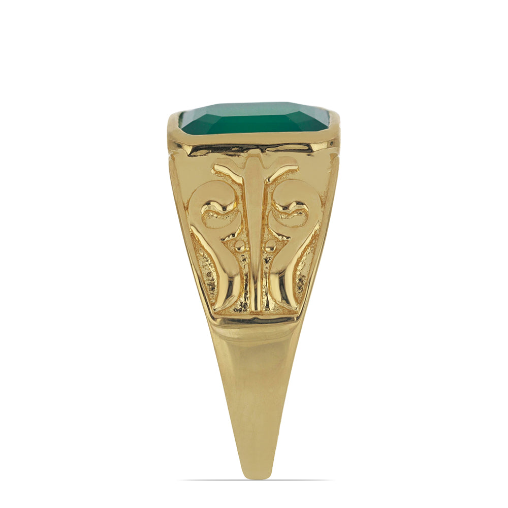 Goldplattierter Silberring mit grünem Achat