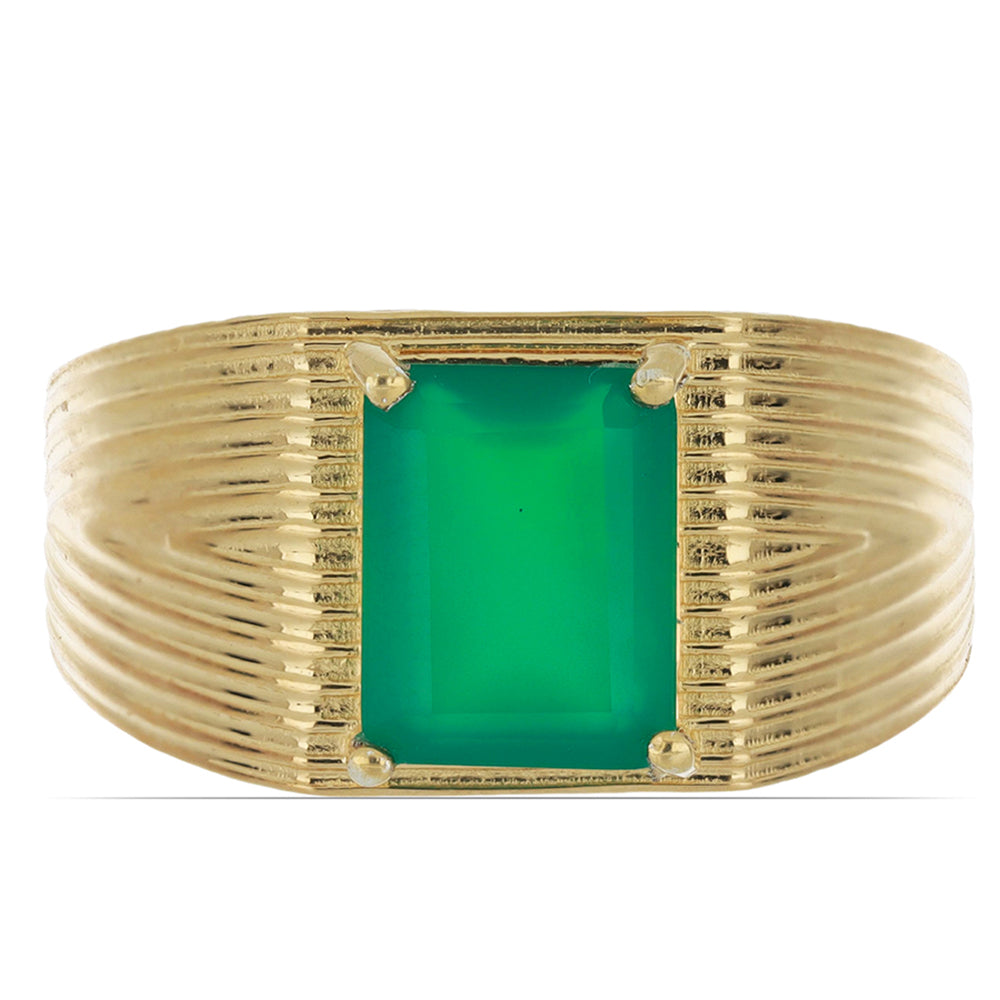 Goldplattierter Silberring mit grünem Achat 1 