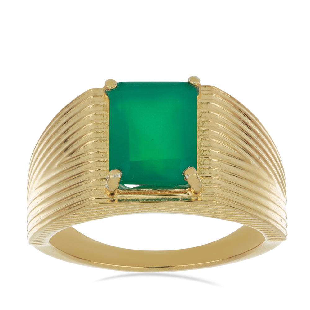 Goldplattierter Silberring mit grünem Achat 3 