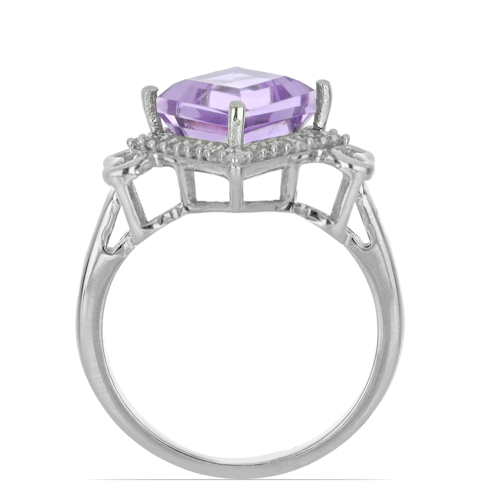 Silberring mit Rose De France Amethyst und weißem Topas