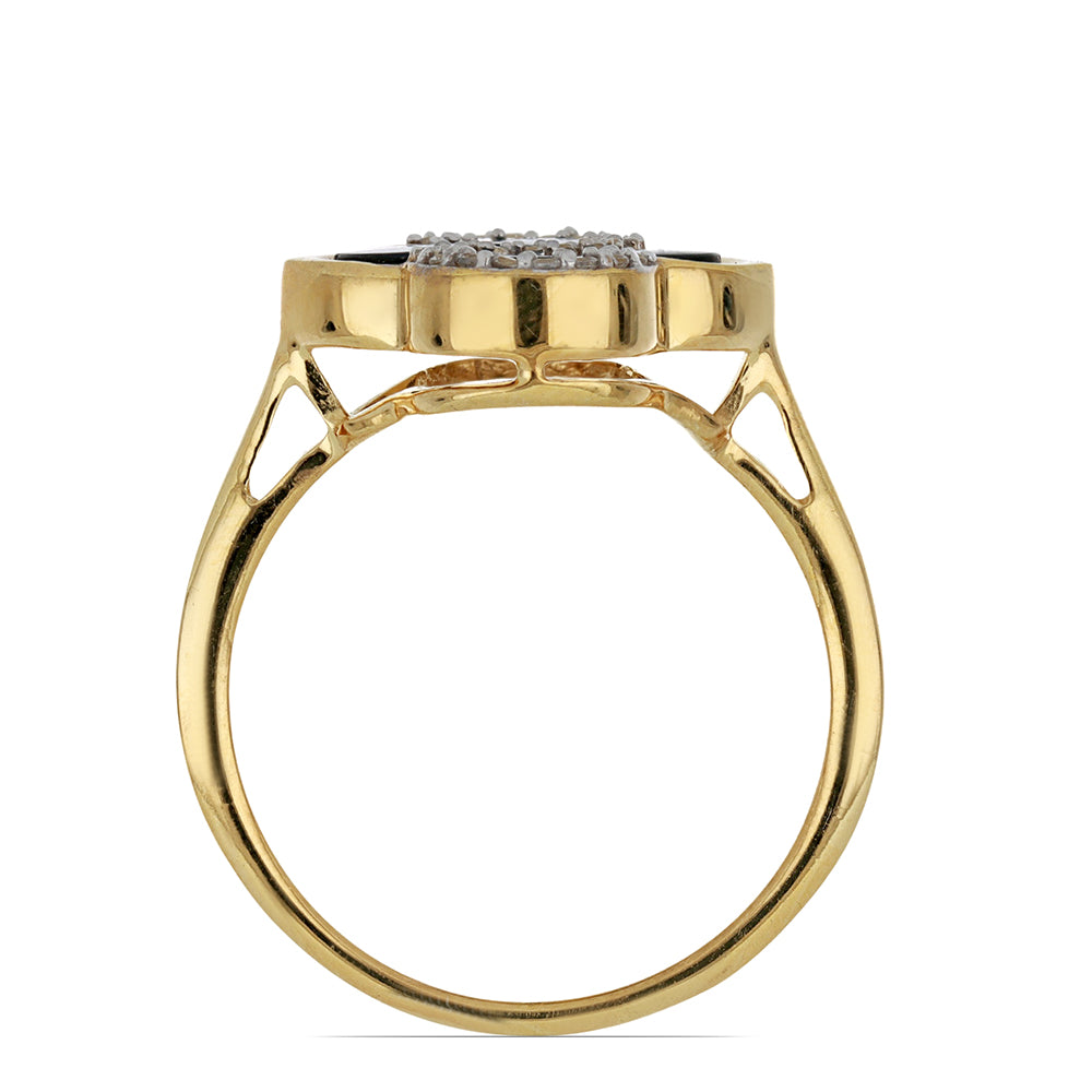 Goldplattierter Silberring mit schwarzem Onyx aus Suwar und weißem Topas 2 