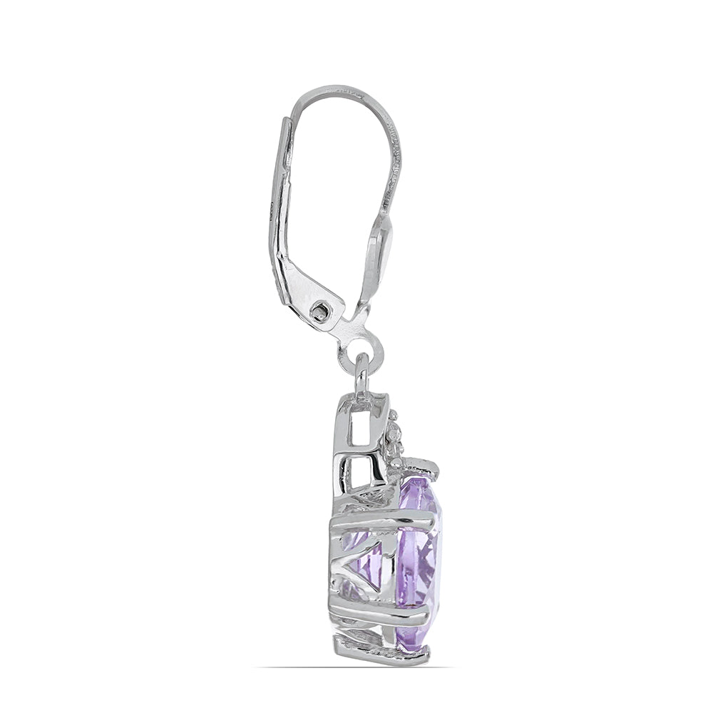 Silberohrringe mit Rose De France Amethyst und weißem Topas 2 
