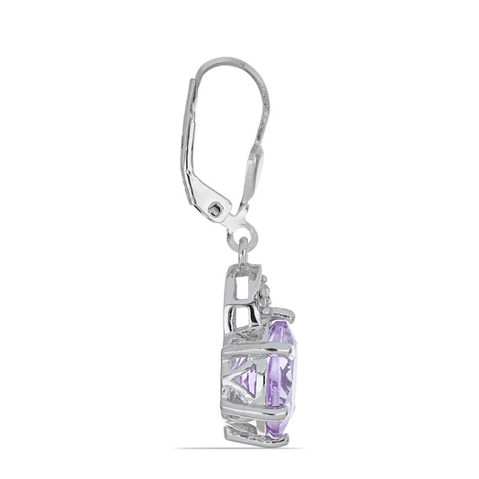 Silberohrringe mit Rose De France Amethyst und weißem Topas