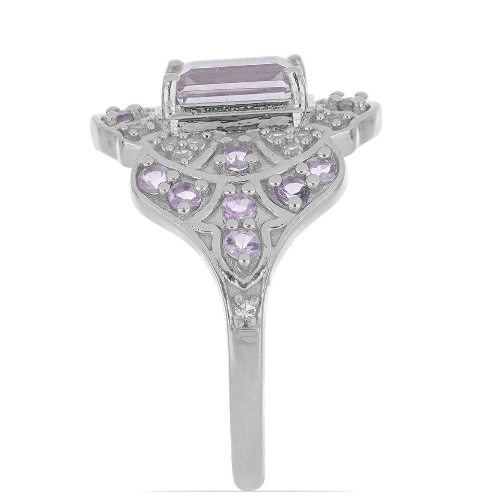 Silberring mit Rose De France Amethyst und weißem Topas 4 