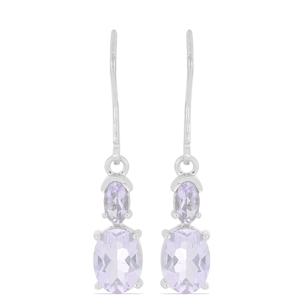 Silberohrringe mit Rose De France Amethyst 1 
