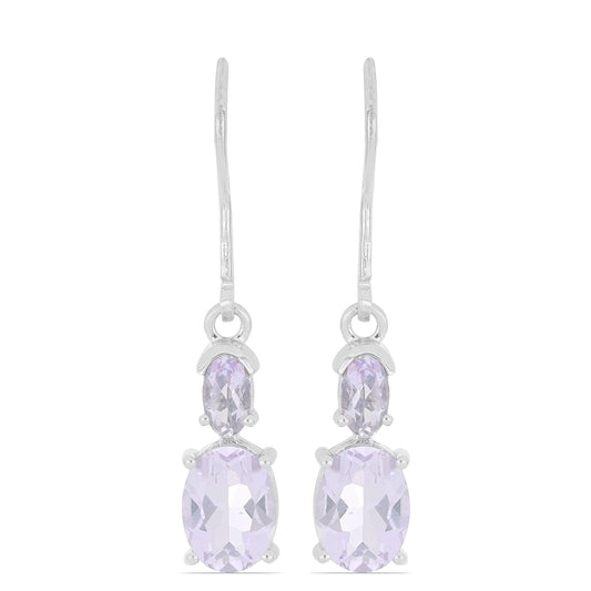 Silberohrringe mit Rose De France Amethyst
