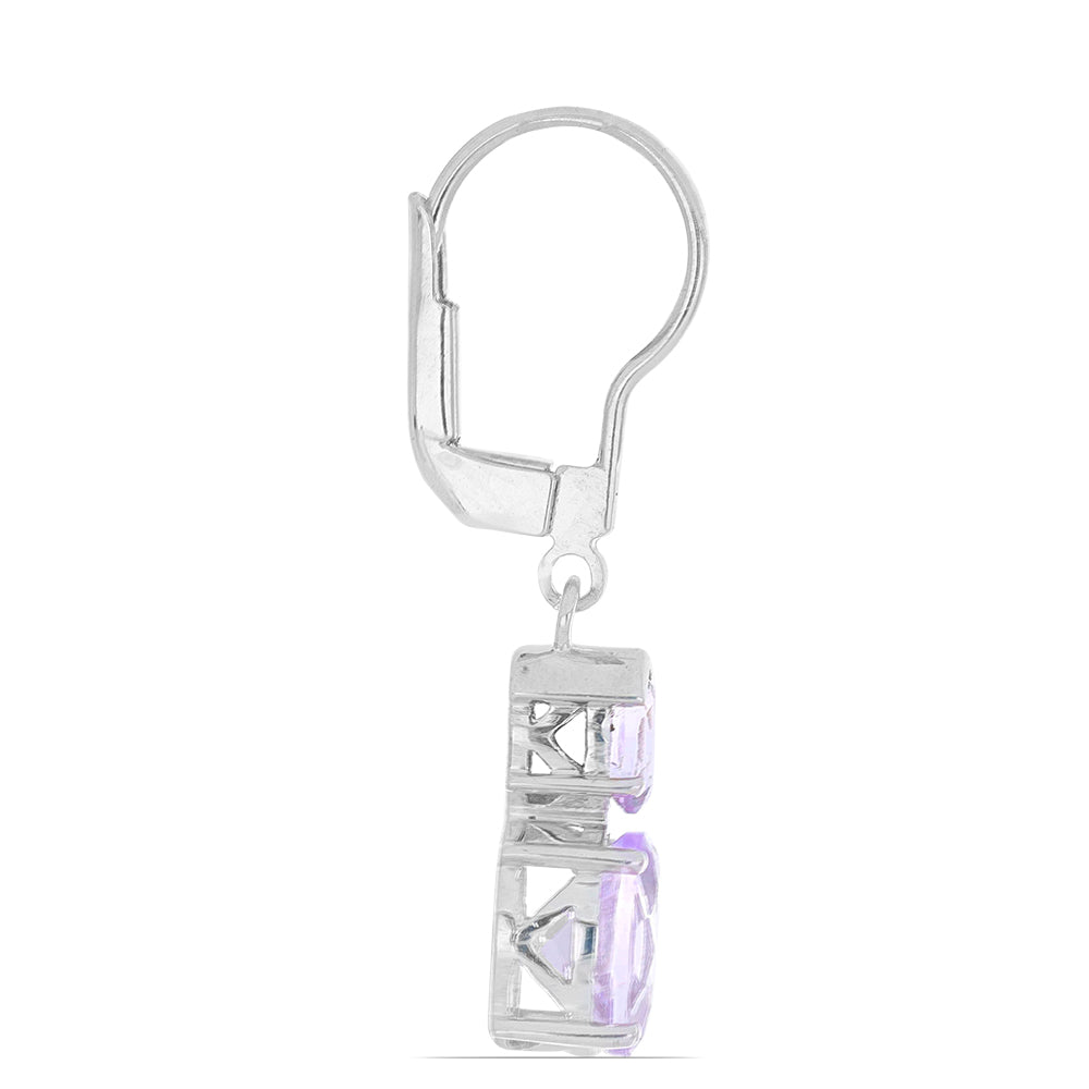 Silberohrringe mit Rose De France Amethyst 2 