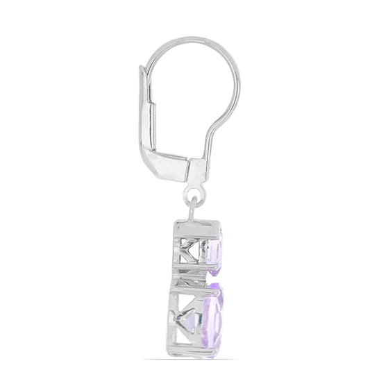 Silberohrringe mit Rose De France Amethyst