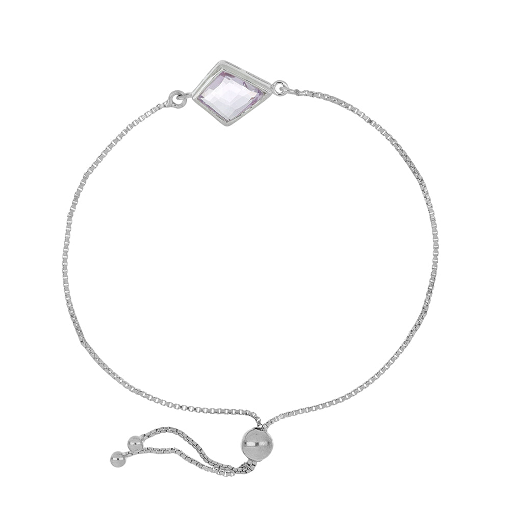 Silberarmband mit Rose De France Amethyst 1 
