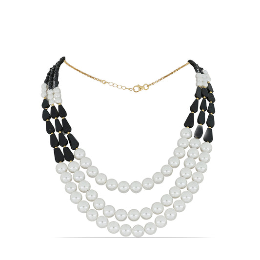 Goldplattierte Silberhalskette mit schwarzem Onyx aus Suwar