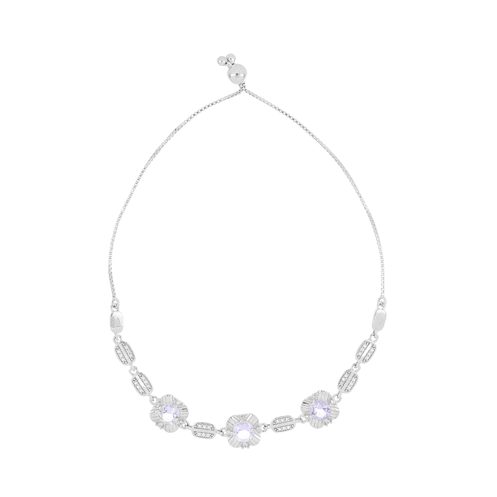 Silberarmband mit Rose De France Amethyst und weißem Topas 1 