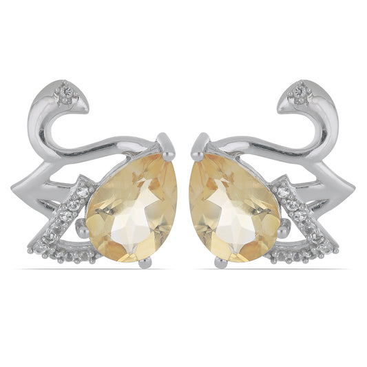 Silberohrringe mit Zitrin aus dem Ural und weißem Topas