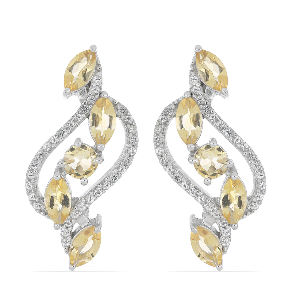 Silberohrringe mit Zitrin aus dem Ural 1 