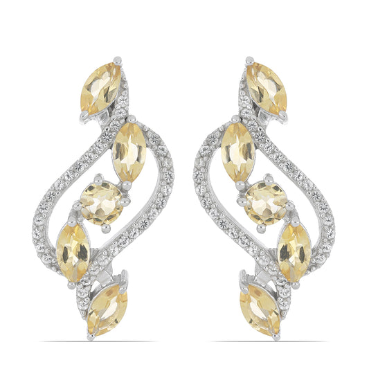 Silberohrringe mit Zitrin aus dem Ural