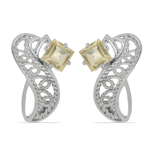 Silberohrringe mit Zitrin aus dem Ural