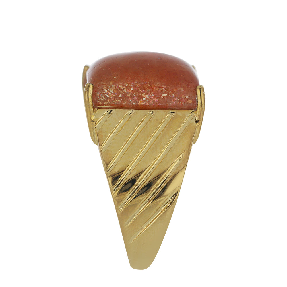 Goldplattierter Silberring mit Sonnenstein aus Oregon 4 