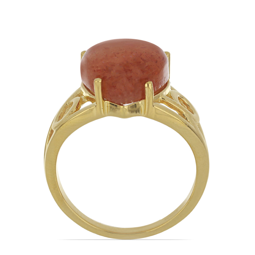 Goldplattierter Silberring mit Sonnenstein aus Oregon 2 