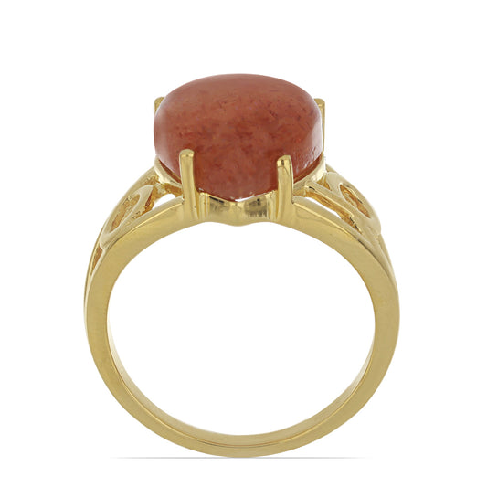 Goldplattierter Silberring mit Sonnenstein aus Oregon