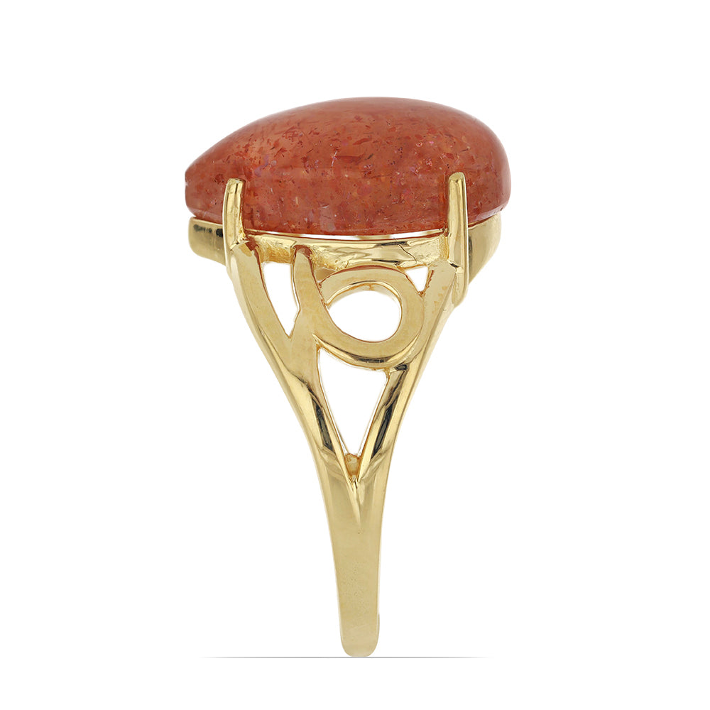 Goldplattierter Silberring mit Sonnenstein aus Oregon