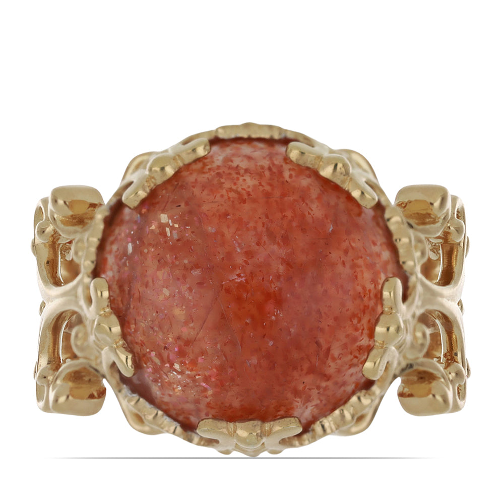 Goldplattierter Silberring mit Sonnenstein aus Oregon