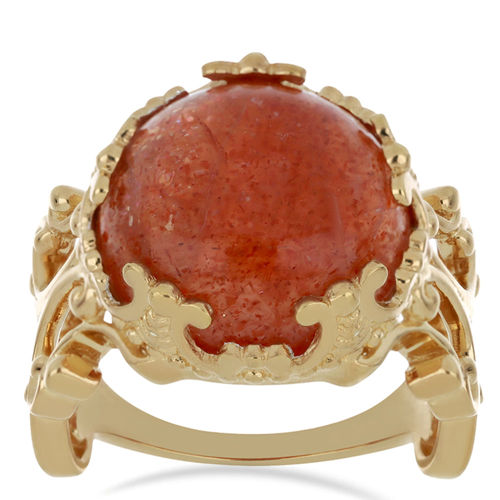 Goldplattierter Silberring mit Sonnenstein aus Oregon 3 