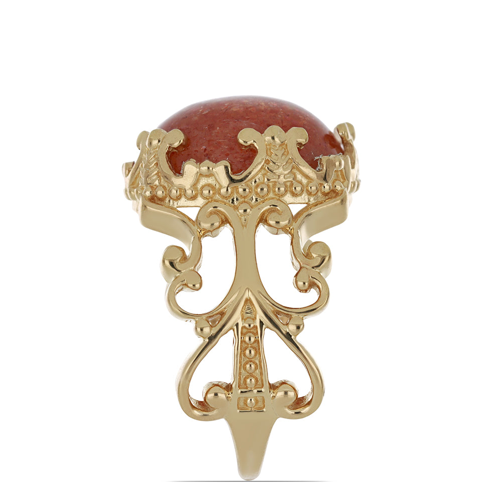 Goldplattierter Silberring mit Sonnenstein aus Oregon