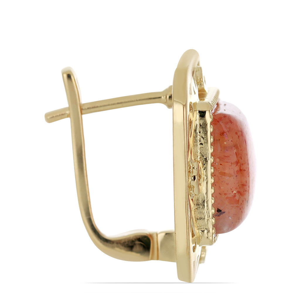 Goldplattierte Silberohrringe mit Sonnenstein aus Oregon 2 