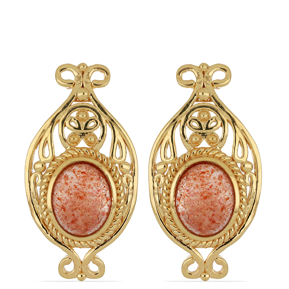 Goldplattierte Silberohrringe mit Sonnenstein aus Oregon 1 