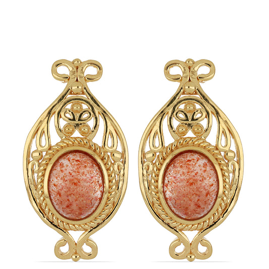 Goldplattierte Silberohrringe mit Sonnenstein aus Oregon