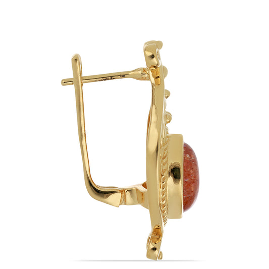 Goldplattierte Silberohrringe mit Sonnenstein aus Oregon