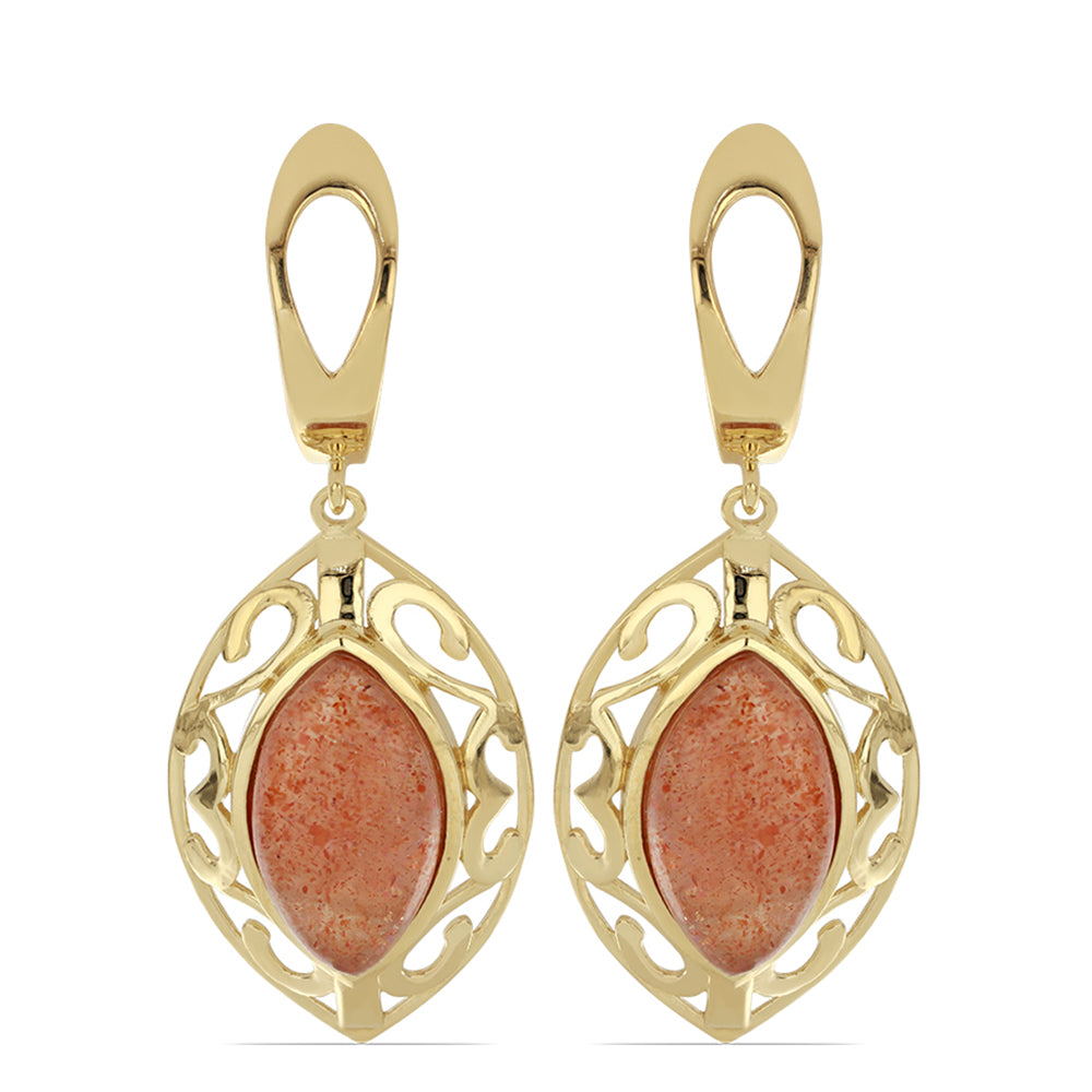 Goldplattierte Silberohrringe mit Sonnenstein aus Oregon