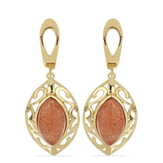 Goldplattierte Silberohrringe mit Sonnenstein aus Oregon