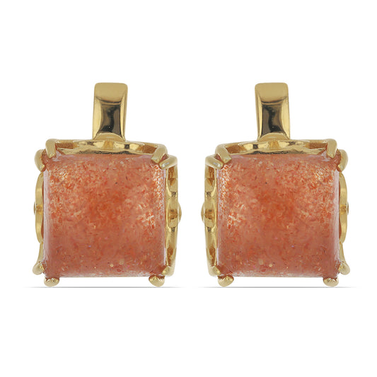 Goldplattierte Silberohrringe mit Sonnenstein aus Oregon