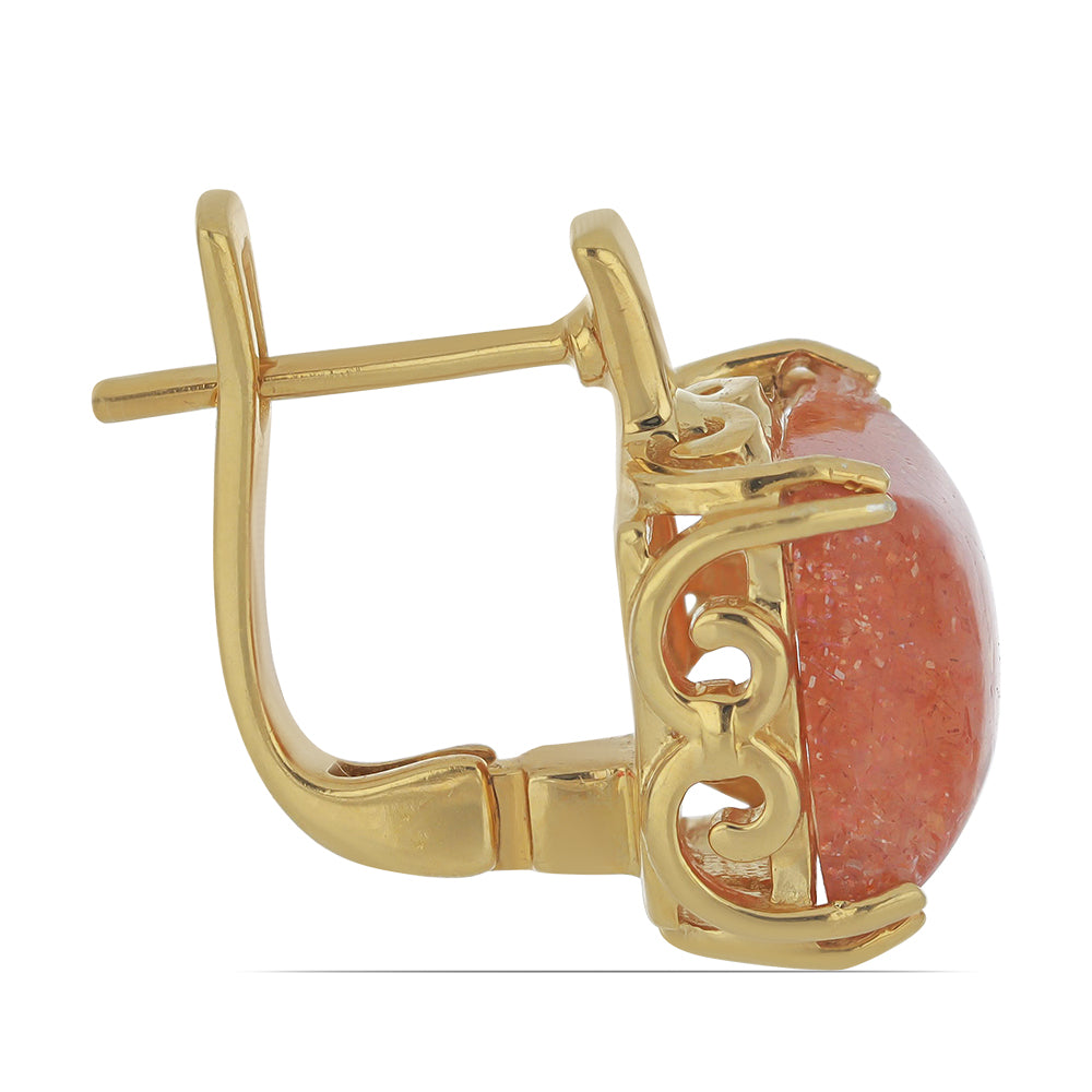 Goldplattierte Silberohrringe mit Sonnenstein aus Oregon 2 