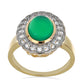 Goldplattierter Silberring mit grünem Achat und weißem Topas