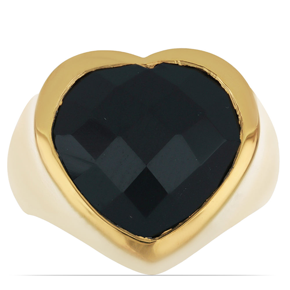 Goldplattierter Silberring mit schwarzem Onyx aus Suwar 1 