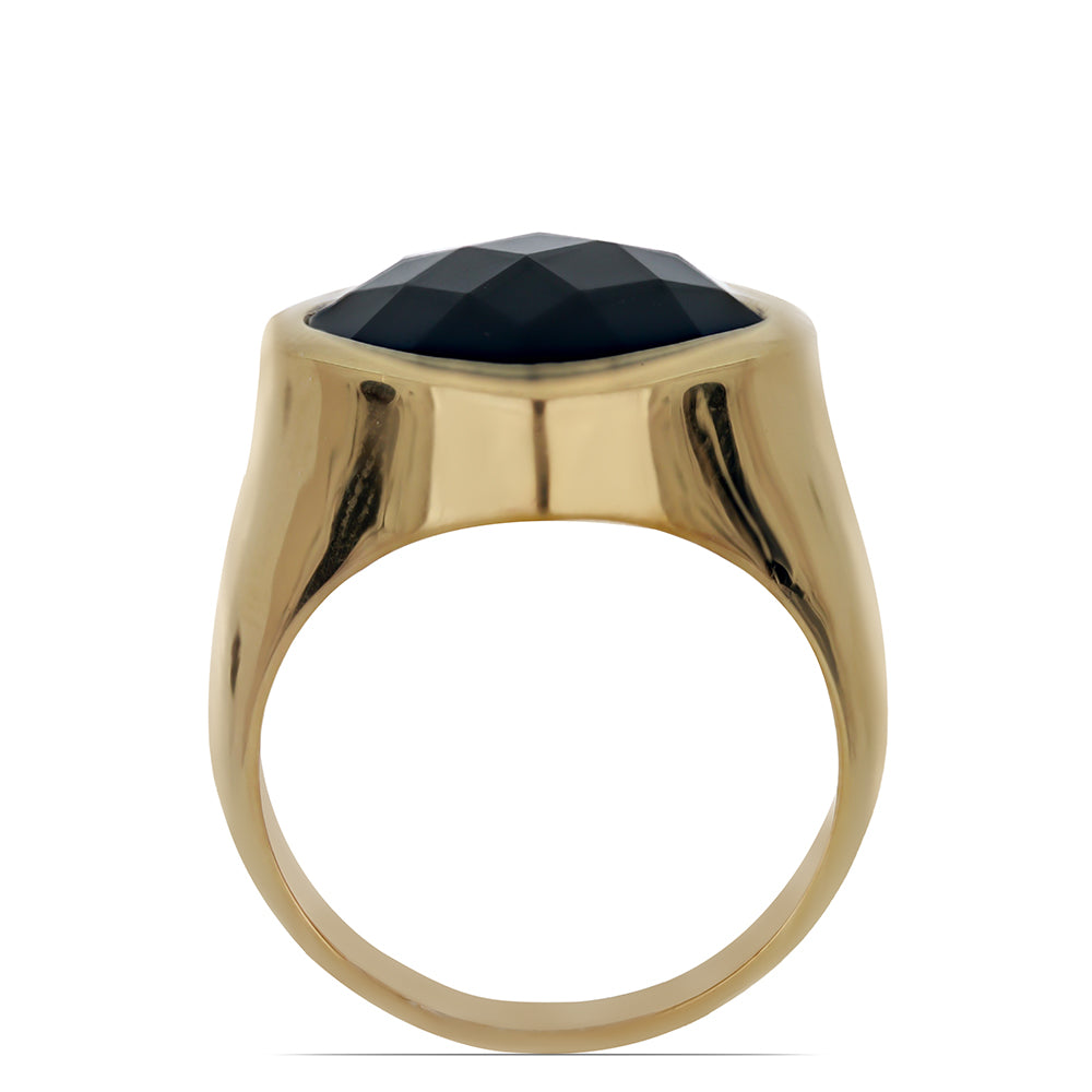 Goldplattierter Silberring mit schwarzem Onyx aus Suwar 2 
