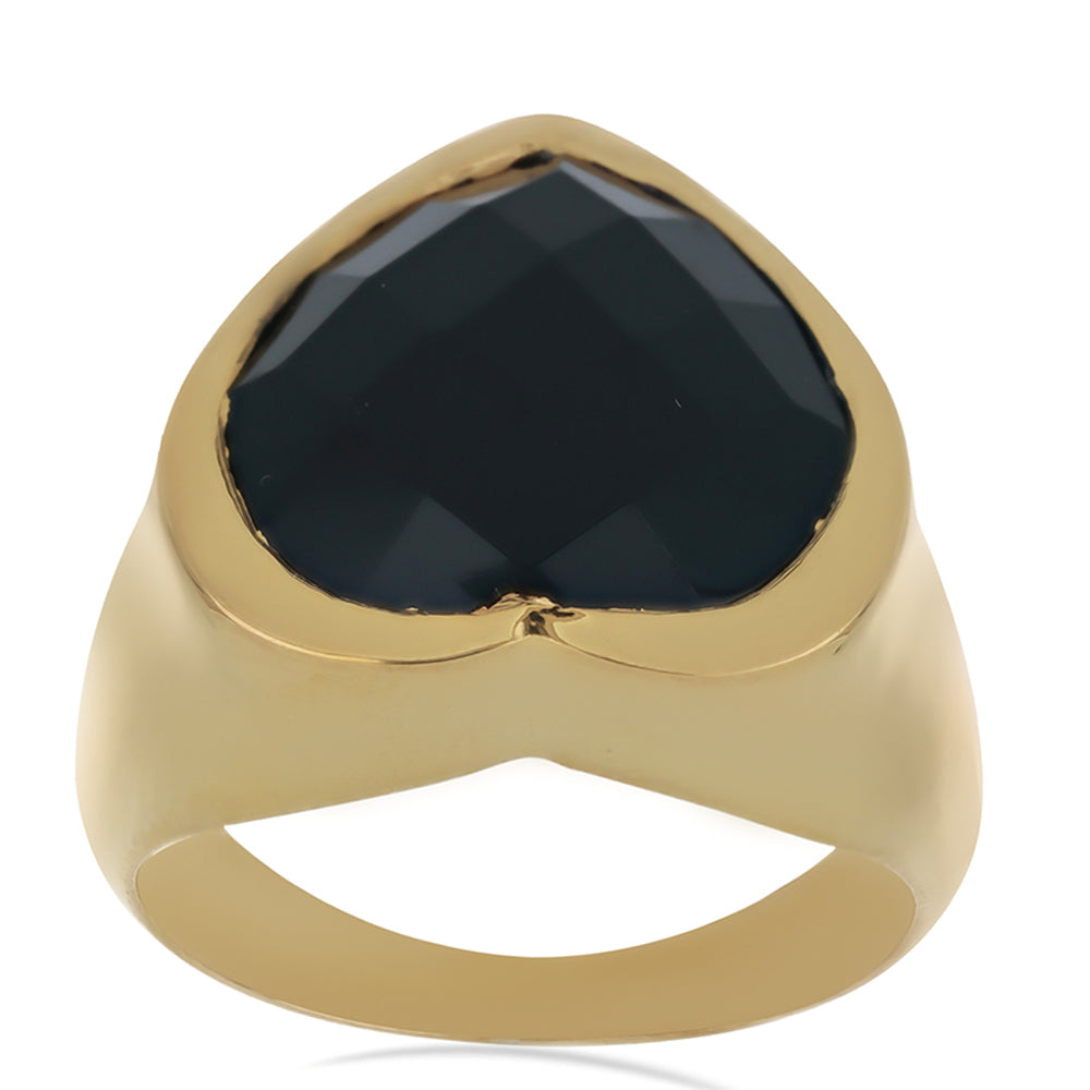 Goldplattierter Silberring mit schwarzem Onyx aus Suwar 3 